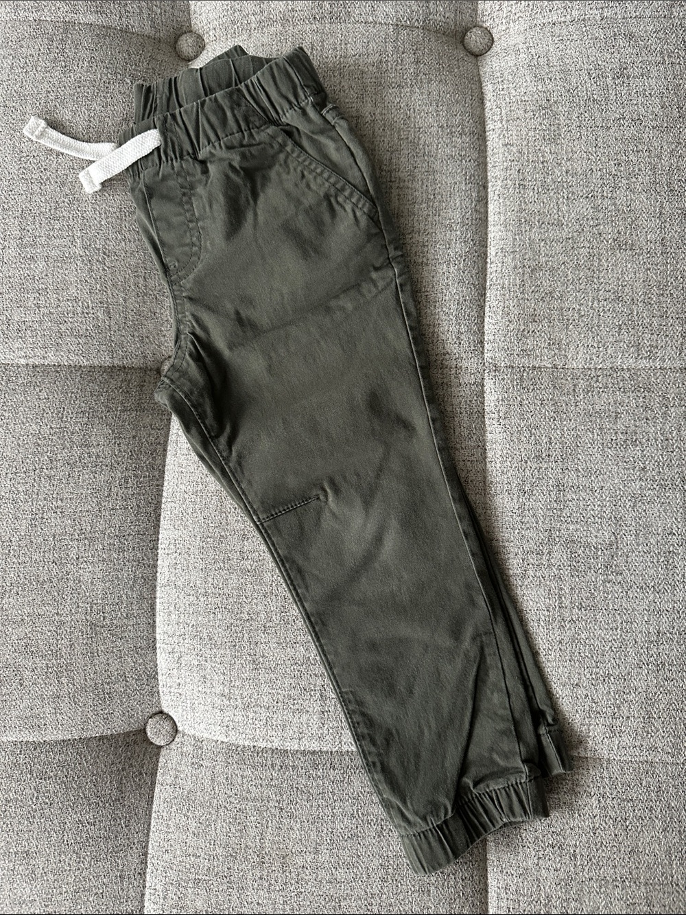 Cat & Jack Olive Green Jogger Pants with White Drawstring